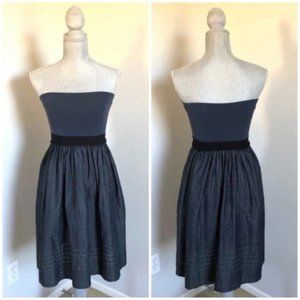 Theory Strapless Denim Mini Dress
